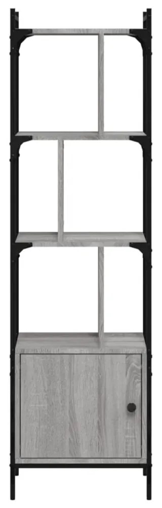 szürke sonoma szerelt fa könyvespolc ajtóval 44,5x30x154,5 cm
