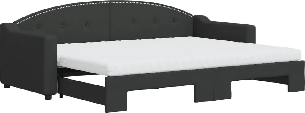 vidaXL fekete kihúzható szövet heverő matracokkal 80 x 200 cm