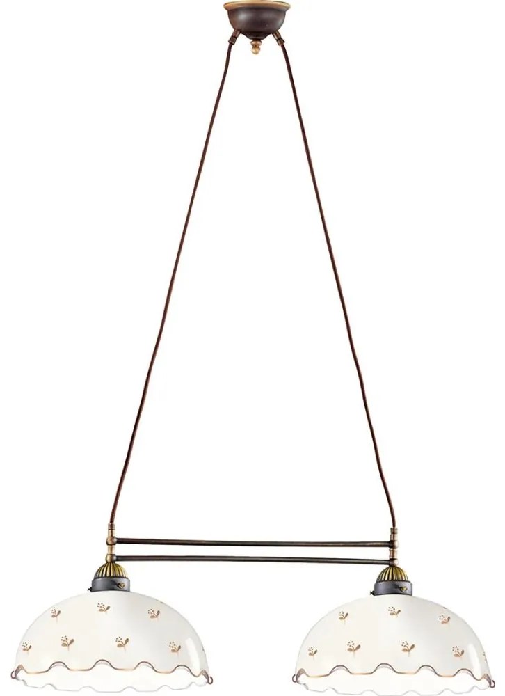 Kolarz 731.82.161 - NONNA kábeles függeszték 2xE27/75W/230V, virágmotívummal, rózsaarany