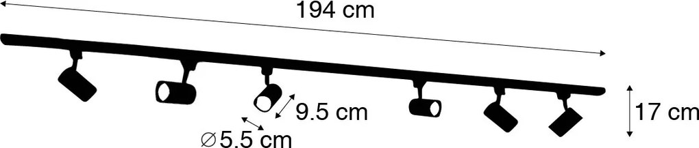 Intelligens sínrendszer 6 fehér spotlámpával, 1 fázisú, 200 cm - Iconic Jeana