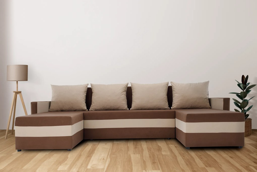 Univerzális ülőgarnitúra, barna/bézs, PAULITA U