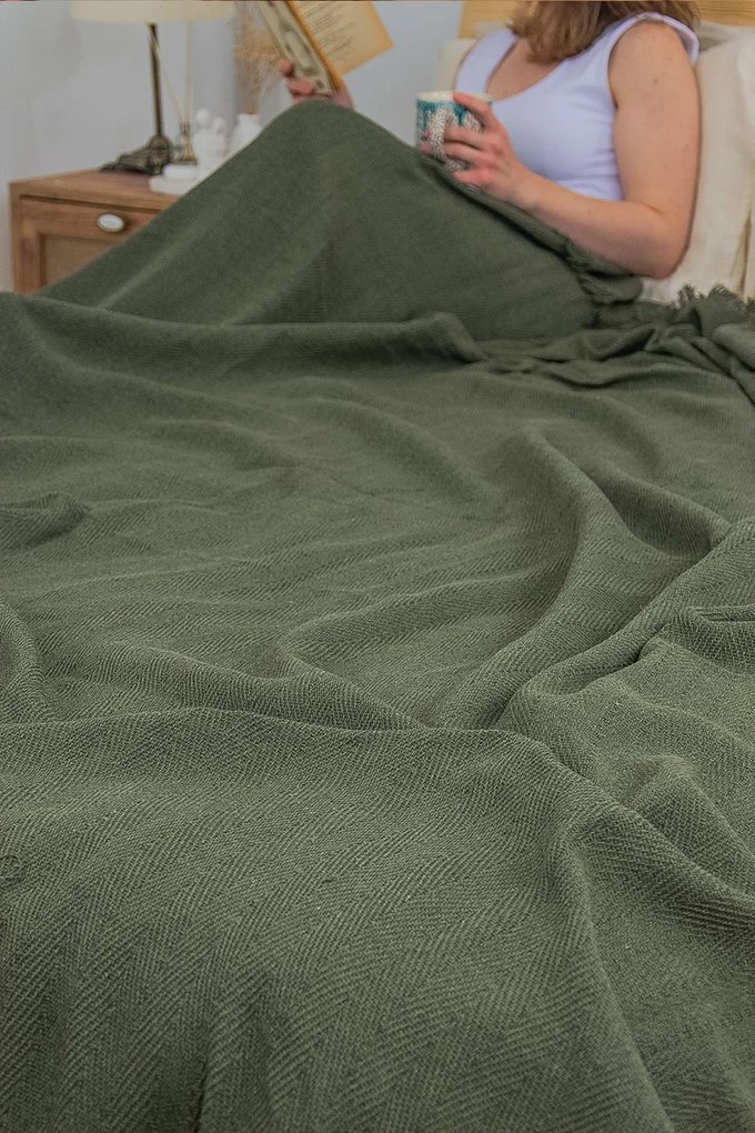 Marla kétszemélyes pique takaró, khaki