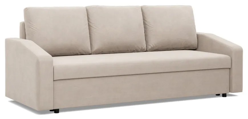 Zeus kanapéágy, bársony, hab töltet, döntött kartámasz, bézs