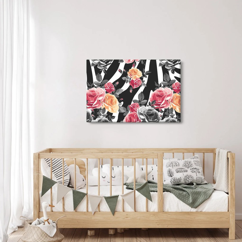 Virágzó rózsák képe (90x60 cm)