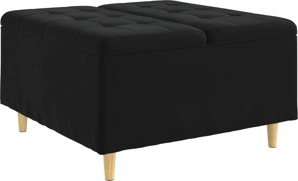 vidaXL Tároló oszmán párnával Fekete 80 x 80 x 45 cm Bársony