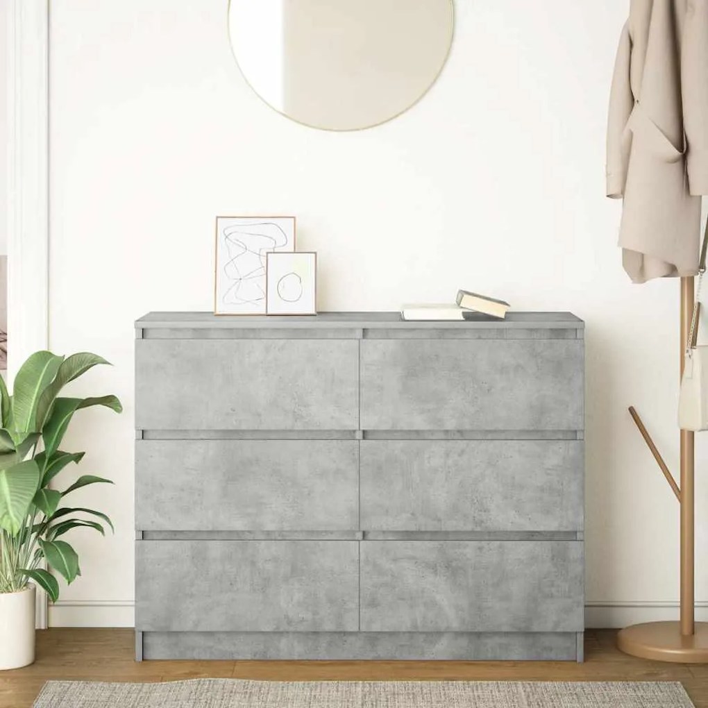 betonszürke szerelt fa tálalószekrény 100x35x76 cm