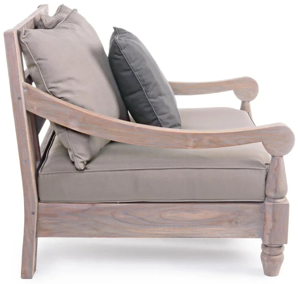 Teakfa kerti fotel levehető huzattal – anitik szürke