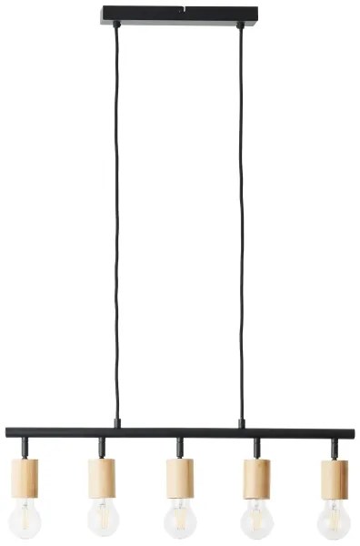 Brilliant - TIFFANY kábeles csillár 5xE27/28W/230V fekete/bambusz
