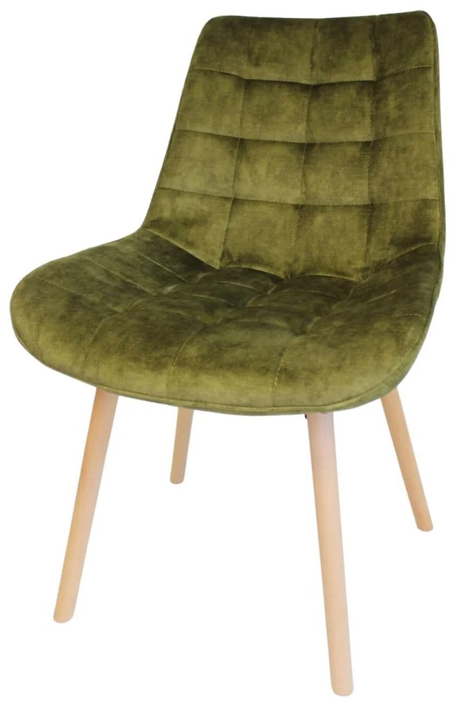 Oliva zöld bársony szék fa lábakkal 83cm