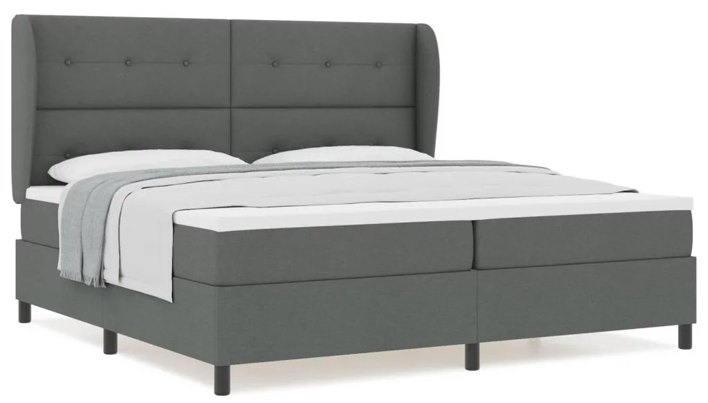 vidaXL Boxspring Ágy Matrac nélkül Sötétszürke, 200x200 cm Szövet