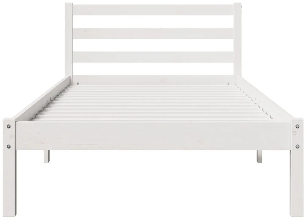 Ágykeret Fejtámlával Fehér 90x210 cm Tömör Fenyőfából