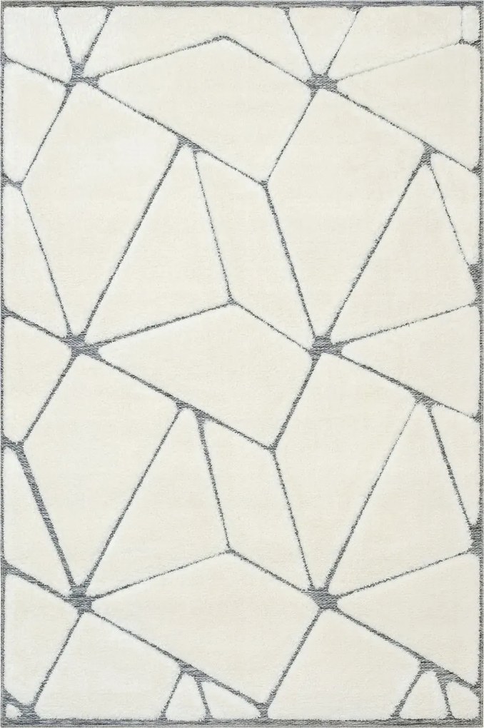 Shaggy Bolyhos Szőnyeg Háromszögekkel Krémszürke Lula Nappaliba 120x170 cm