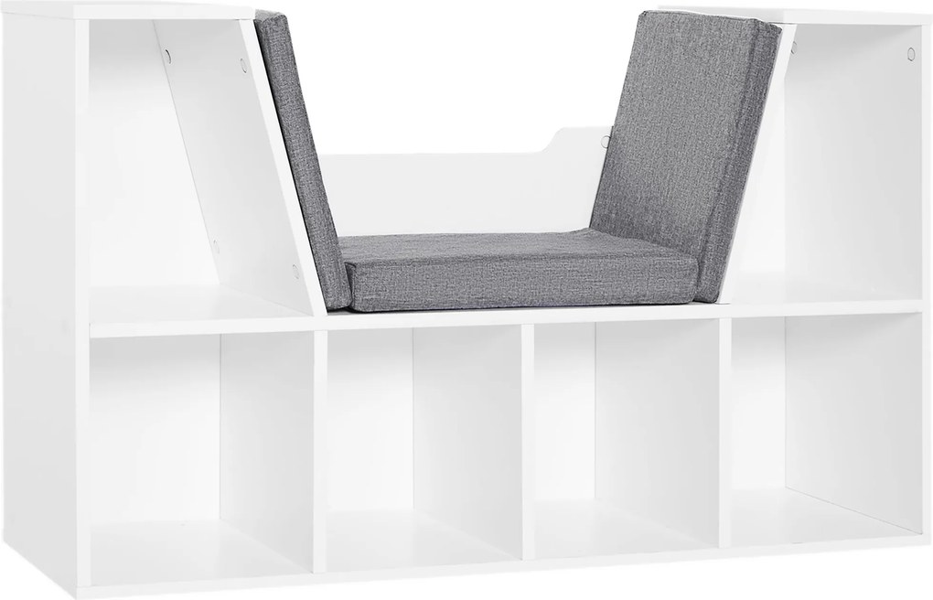 HOMCOM Könyvespolc Ülőrésszel 6 Cube Eredeti Gyermek Könyvespolc Cipőtartó Kárpitozott Polc Pad Multifunkcionális 102x30x61 cm | Aosom