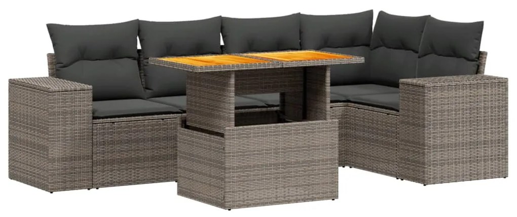 6 részes szürke polyrattan kerti ülőgarnitúra párnákkal