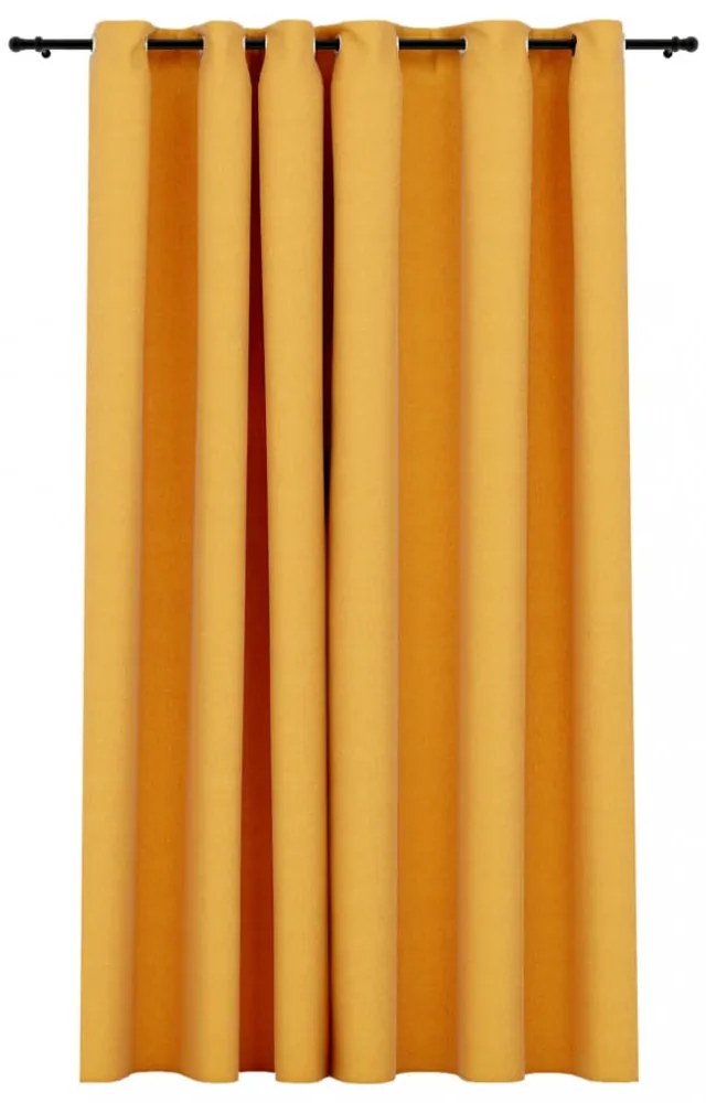 sárga vászonhatású sötétítőfüggöny fűzőkarikával 290 x 245 cm