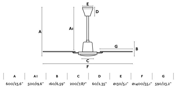 FARO 33111 - Mennyezeti ventilátor MALVINAS á. 140 cm