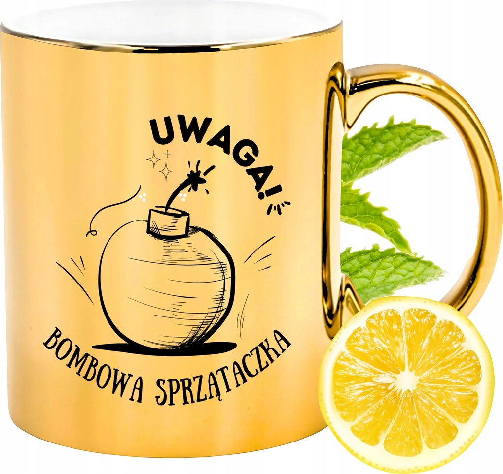 Prémium Arany Csillogó Bögre Takarítónőnek Ajándék Nyomtatott Fotóval