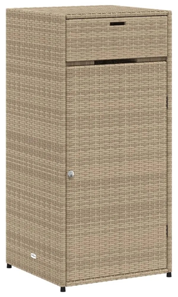 bézs polyrattan kerti tárolószekrény 55 x 55 x 111 cm