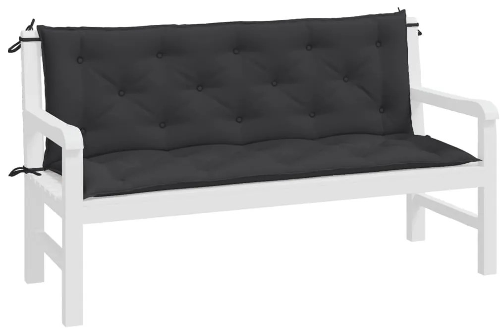 2 db fekete oxford szövet kerti padpárna 150 x 50 x 7 cm