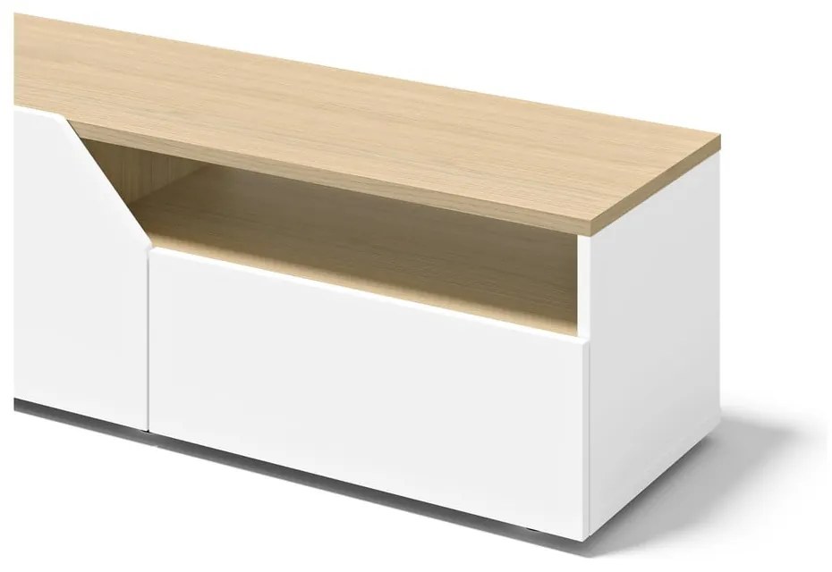 Fehér TV-állvány tölgyfa dekorral 180x38 cm Verone - TemaHome