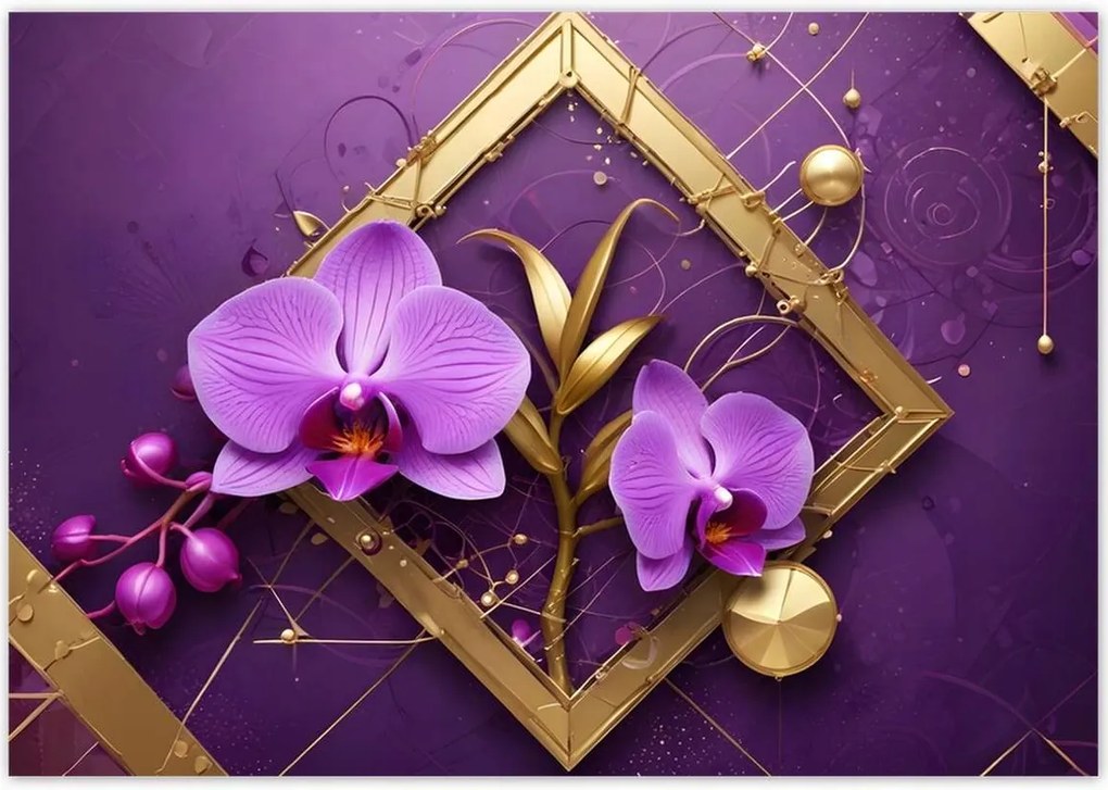 Fotótapéták 312x219 Lila orchideák és arany