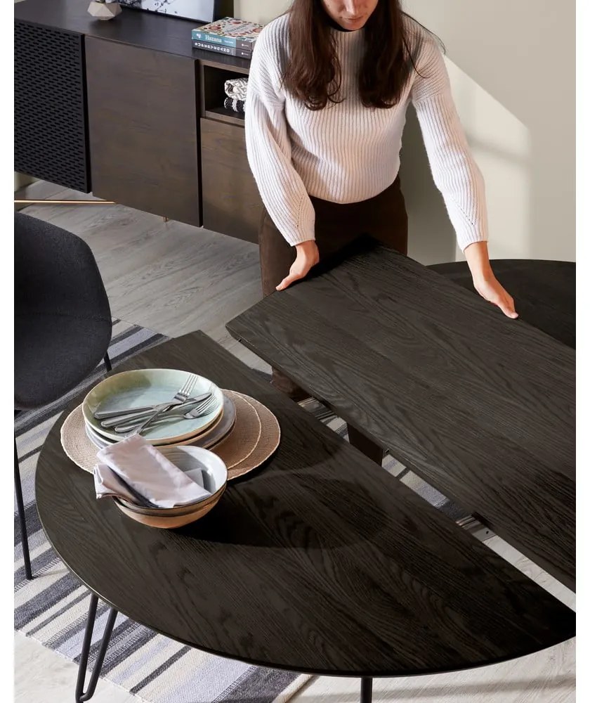 Kerek bővíthető étkezőasztal kőrisfa dekoros asztallappal ø 120 cm Norfort – Kave Home