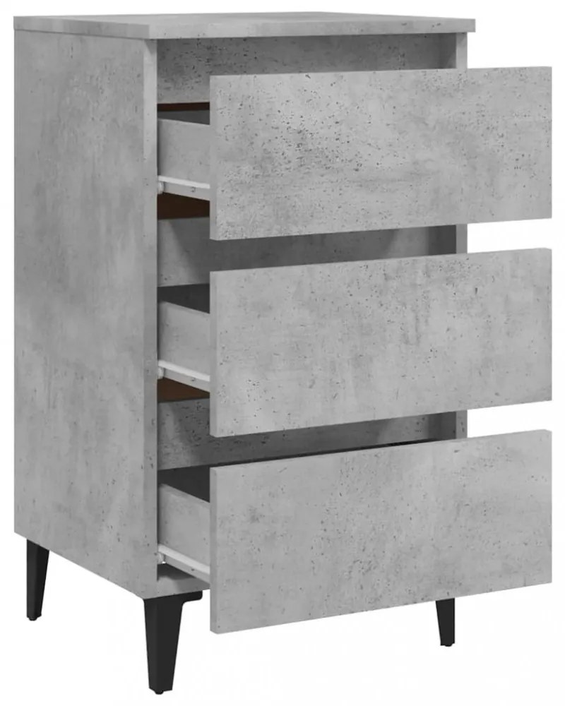 2 db betonszürke éjjeliszekrény fémlábakkal 40 x 35 x 69 cm