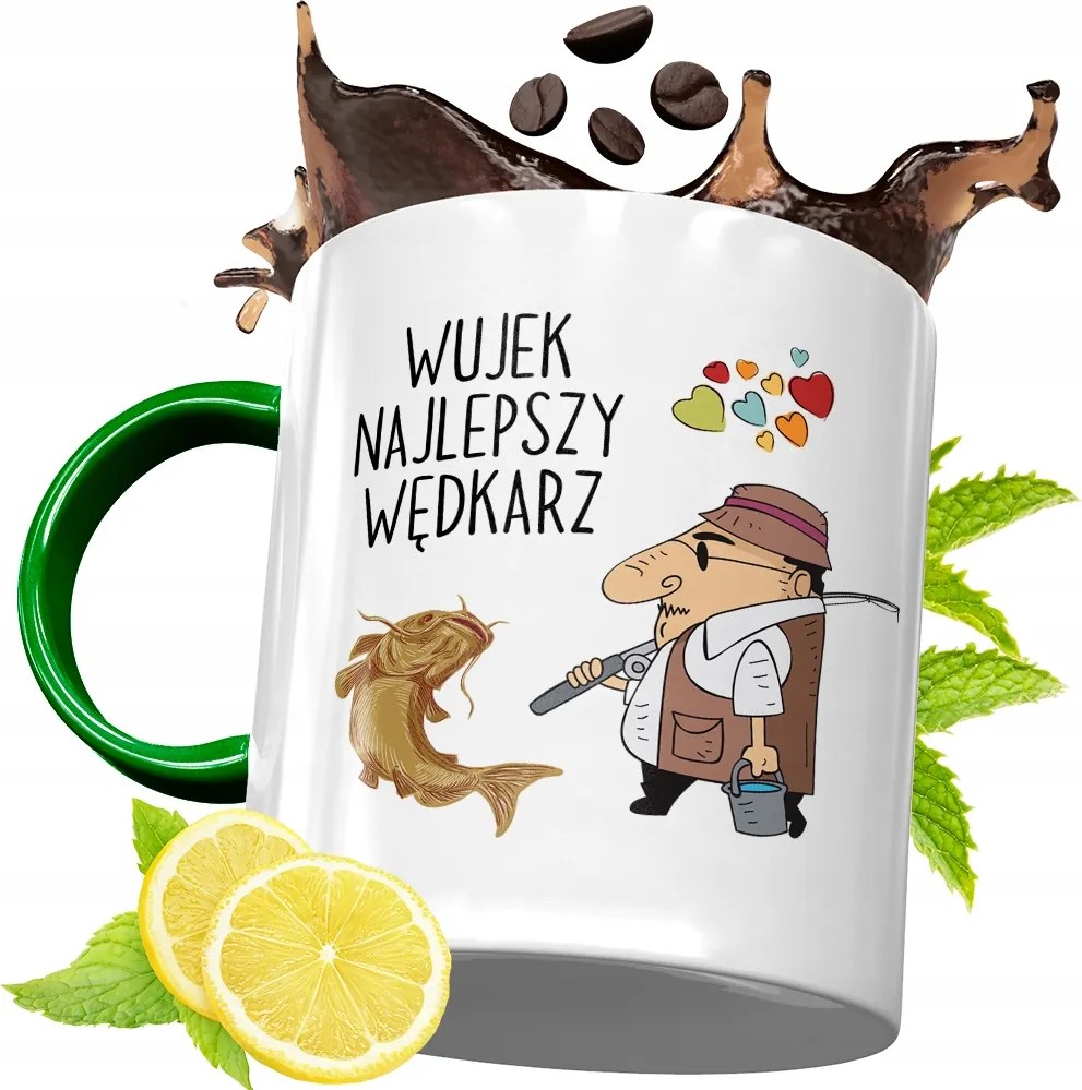 Zöld Bögre Horgászoknak Ajándékba, fényképes nyomattal