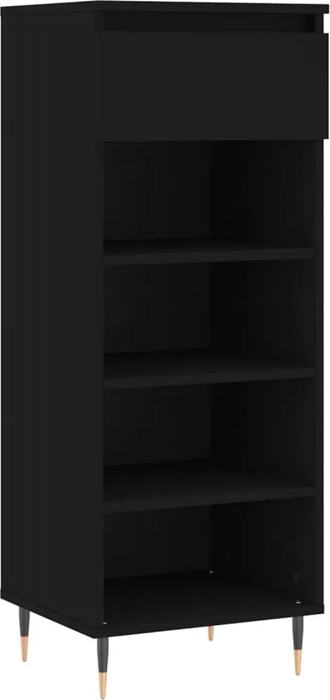 vidaXL fekete szerelt fa cipősszekrény 40x36x105 cm