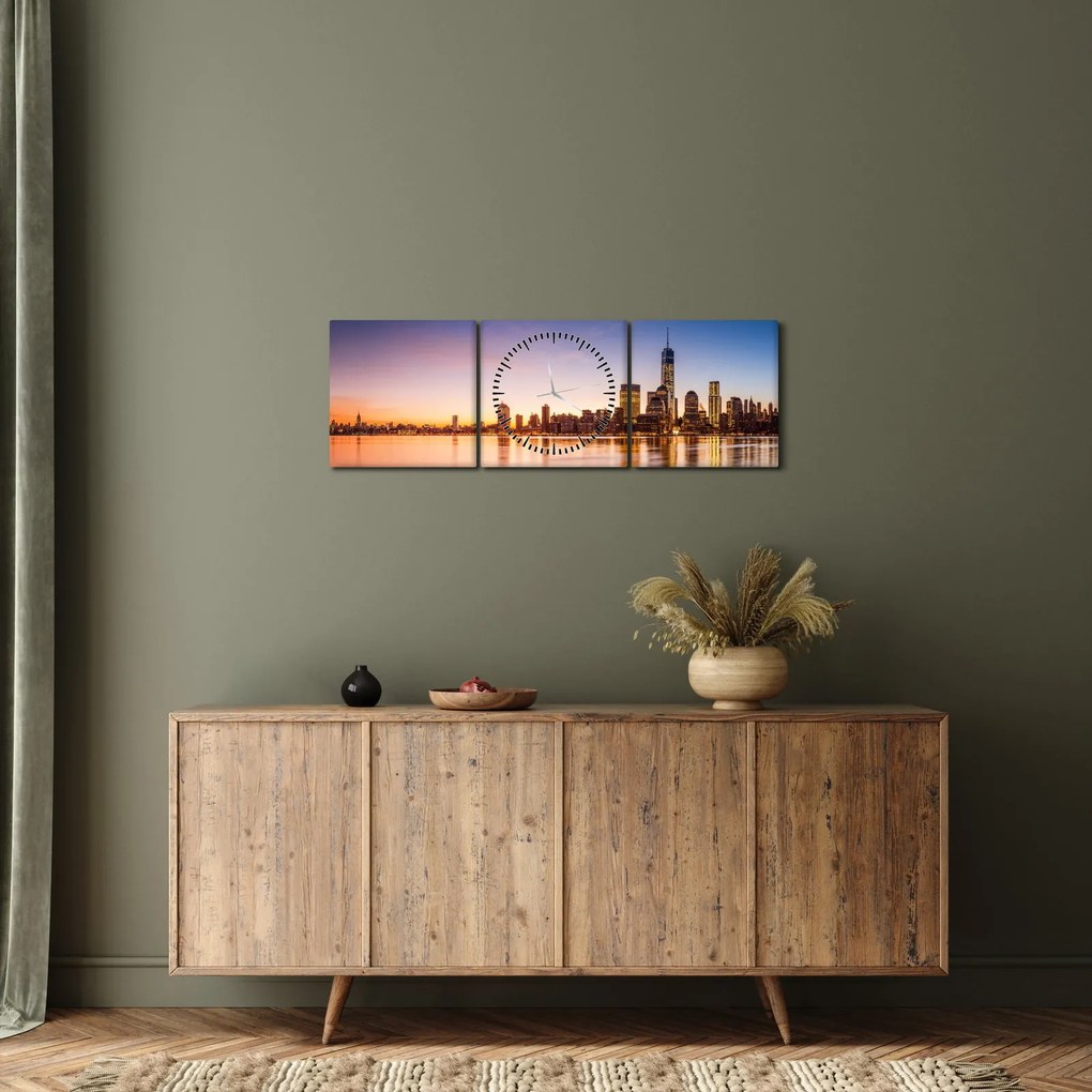 Egy város képe naplementekor (órával) (90x30 cm)
