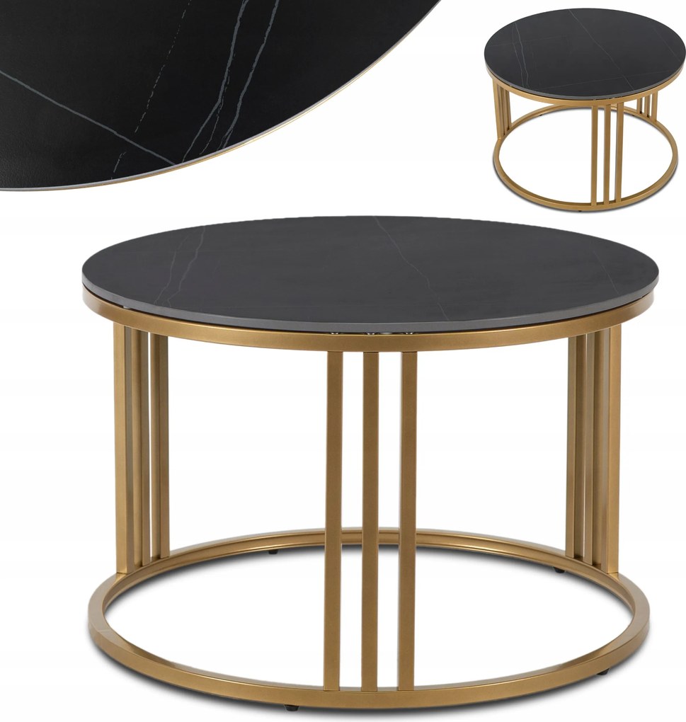 Asztal Nappali Kis Kerek Fekete Márvány Kávé Esküdtszék Korin Ø70