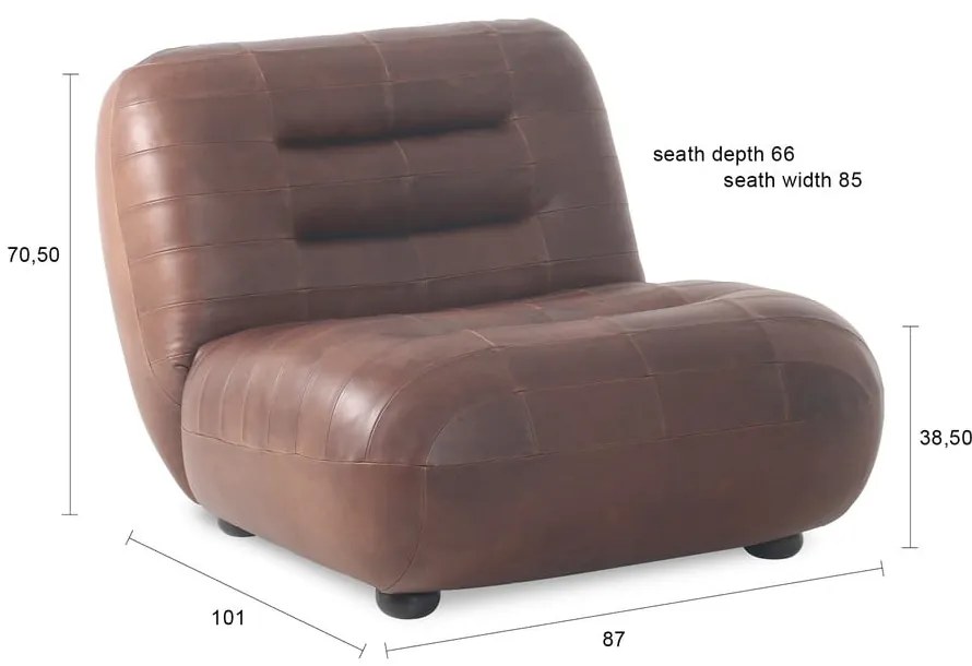 Barna bőr fotel Wyatt – Dutchbone