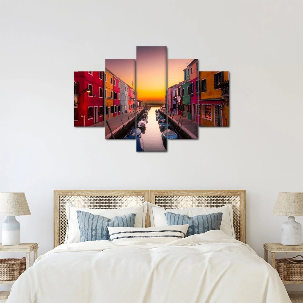Kép - Naplemente, Burano sziget, Velence, Olaszország (150x105 cm)