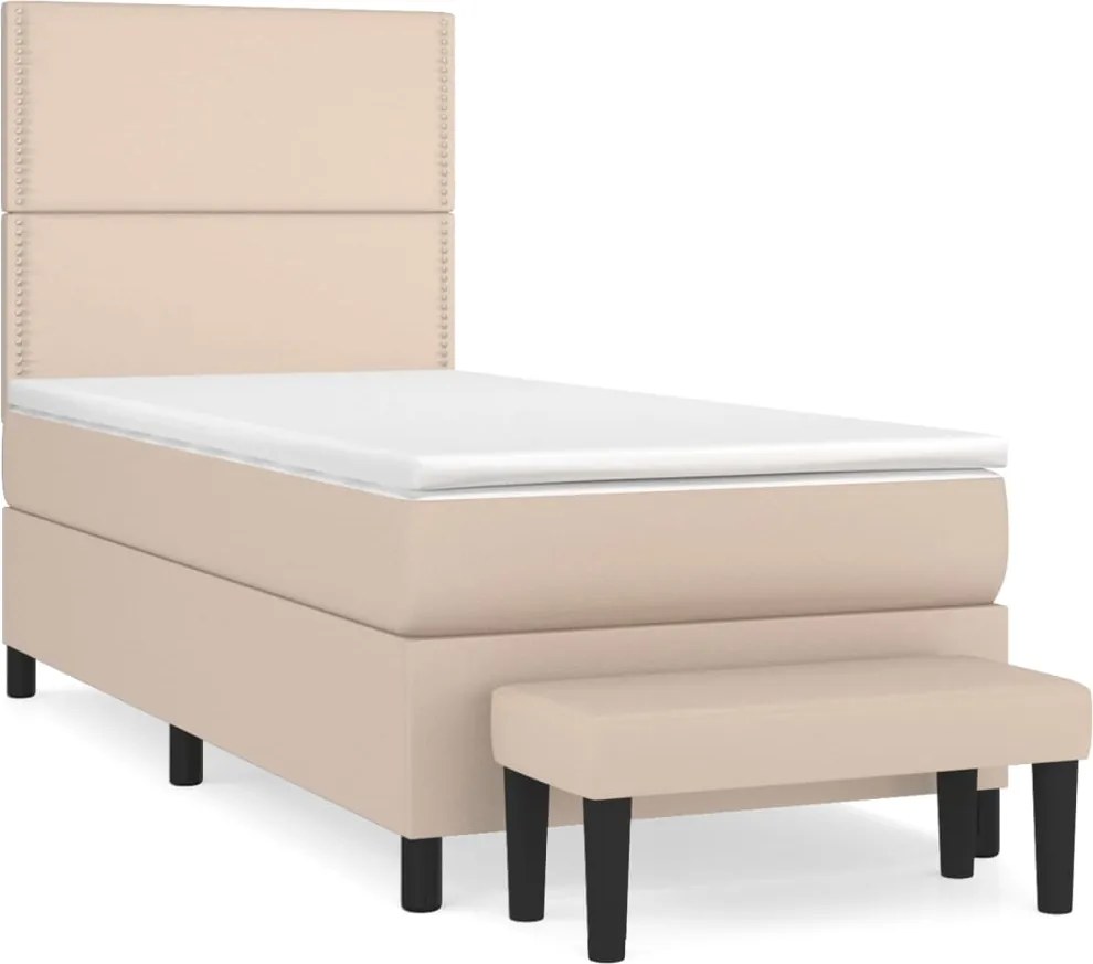 vidaXL cappuccino színű műbőr rugós ágy matraccal 90 x 200 cm