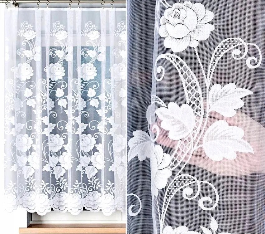 Jacquard függöny 023006 mintás, 500x150cm egyenes, virágmintás (szegélyekkel)