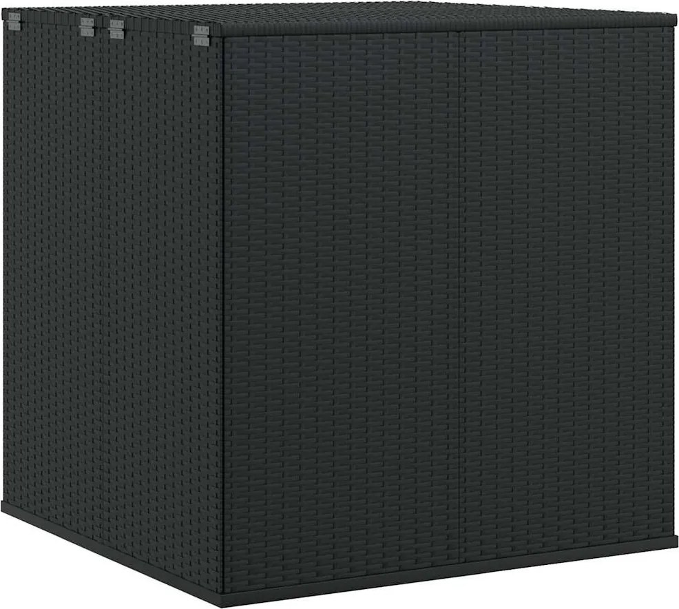 Fekete Polyrattan Kerti Párnatartó Doboz 100 X 97,5 X 104 Cm