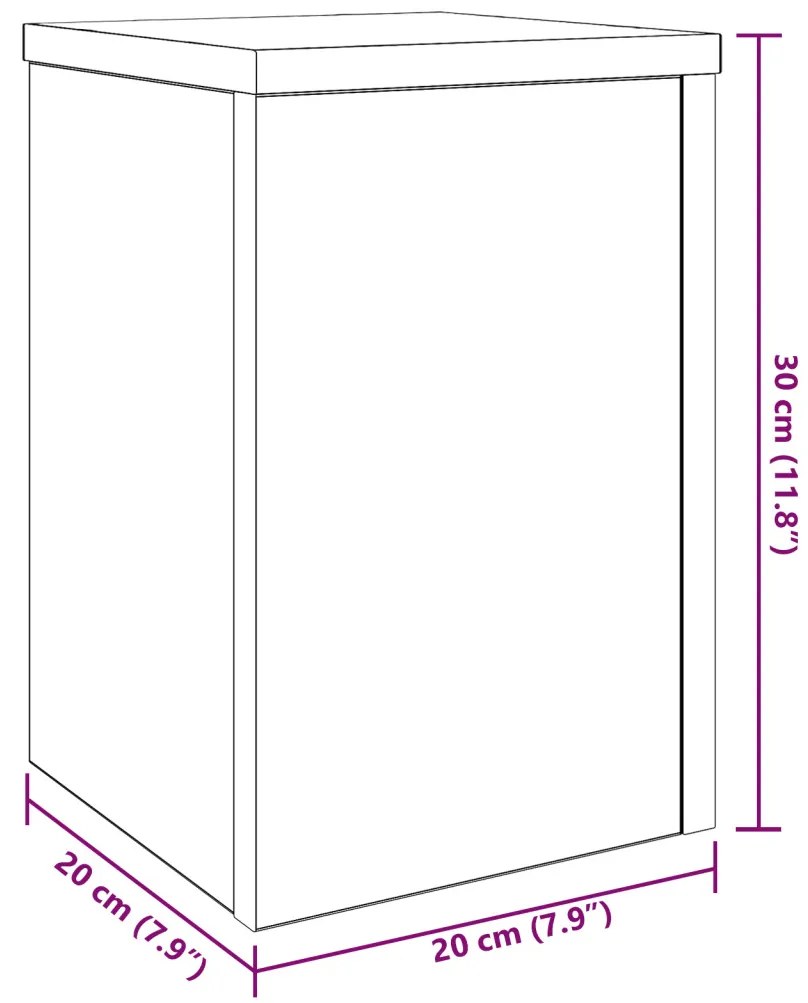 Növényállványok 2 db Fekete tölgy 20x20x30 cm Mérnöki fa