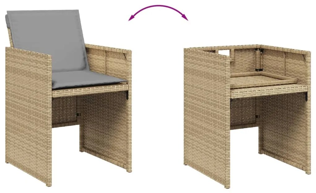 11részes vegyes bézs polyrattan kerti étkezőgarnitúra párnákkal