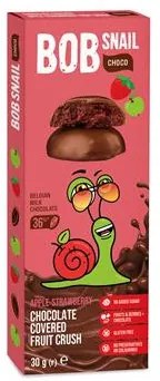 Gyümölcs snack, 30 g, BOB SNAIL, alma-eper tejcsokoládéban (KHE394)
