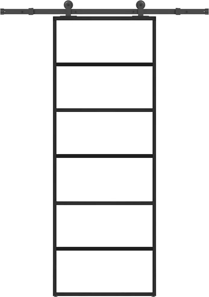 vidaXL ESG üveg és alumínium tolóajtó fémszerelvény-szettel 76x205 cm