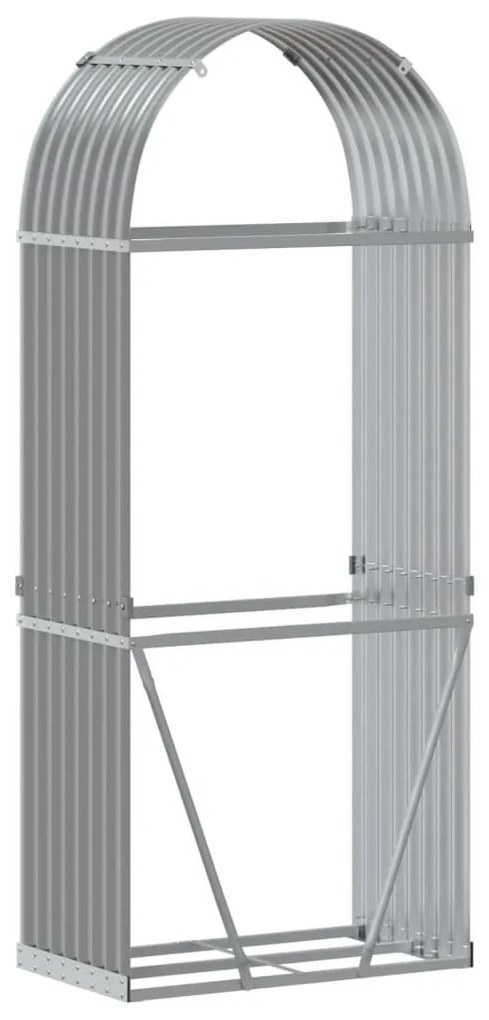 világosszürke horganyzott acél rönktartó 80 x 45 x 190 cm