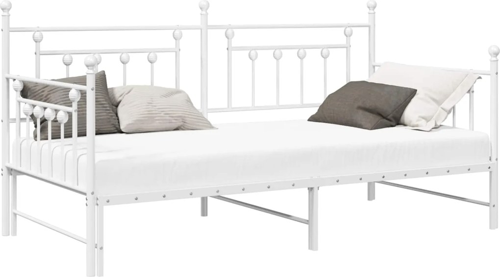 vidaXL Nappali ágykeret Fehér 90 x 190 cm Acél