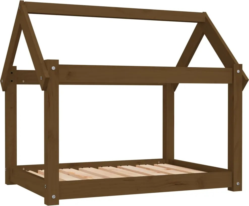vidaXL mézbarna tömör fenyőfa kutyaágy 81x60x70 cm