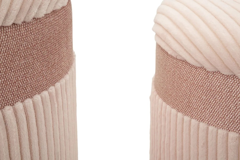 rózsaszín 3 db-os bársony puff készlet tárolóval  – Rosa