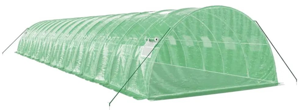 zöld acélvázas melegház 64 m² 16 x 4 x 2 m