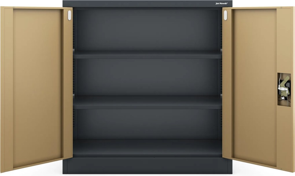 Alacsony személyi aktaszekrény, antracit/dió, 900x930x400 mm: BEATA Eco Design