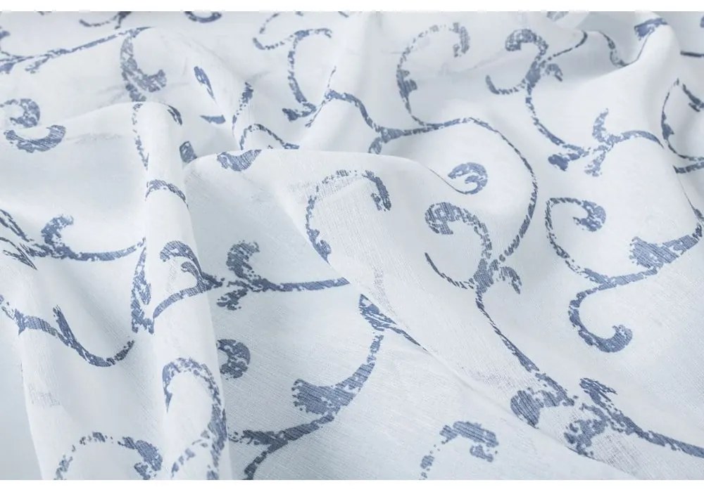 Fehér-kék átlátszó függöny 300x260 cm Fiesta – Mendola Fabrics