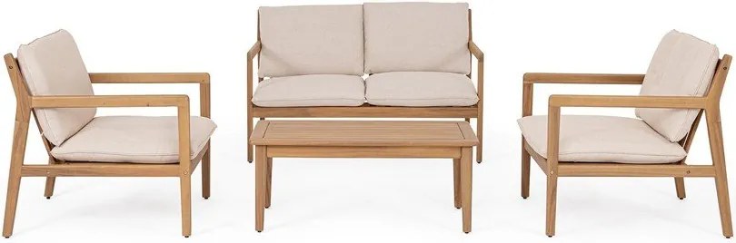 Natúr színű akácfa négyszemélyes kerti lounge szett Danubio – Bizzotto