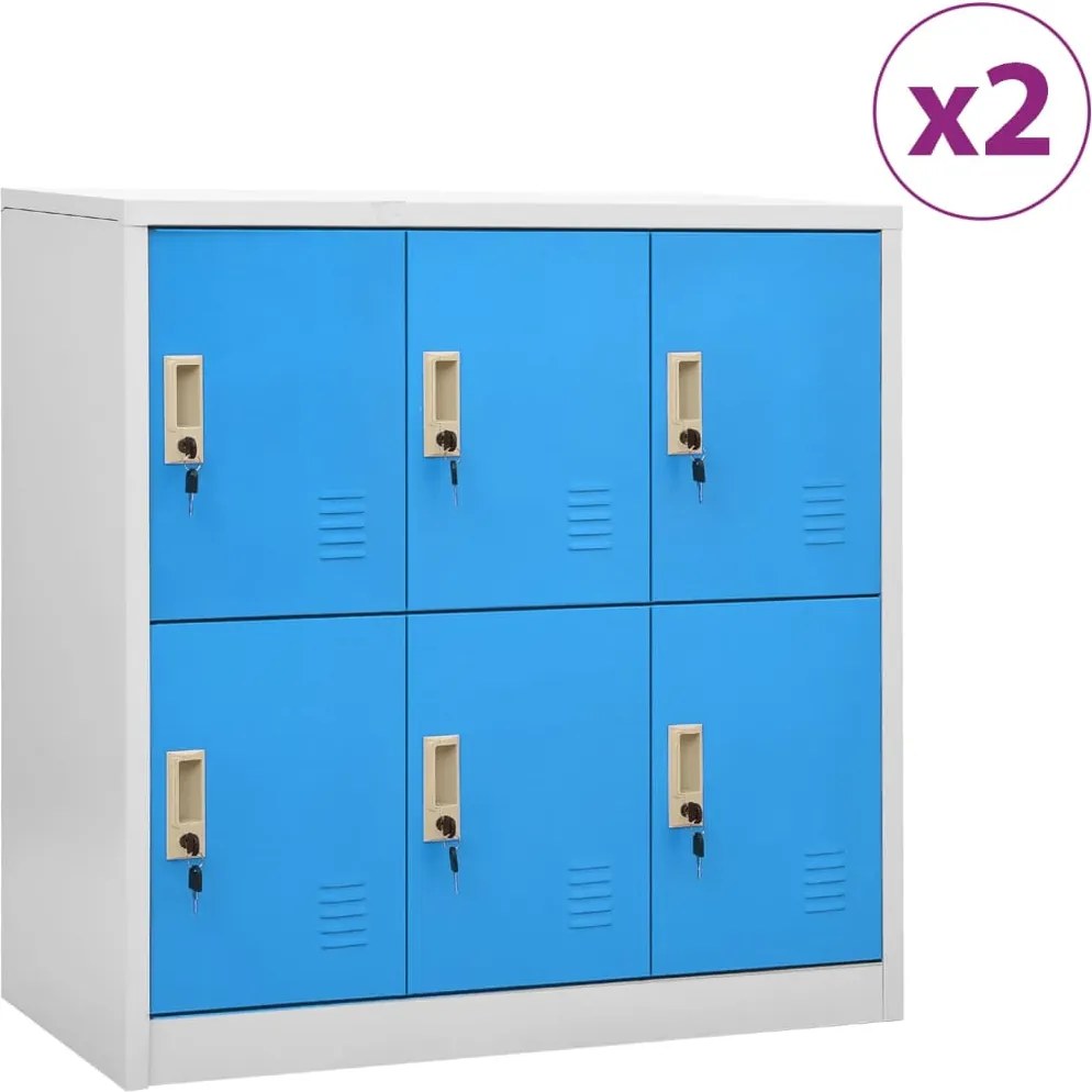 vidaXL 2 db világosszürke-kék acél zárható szekrény 90 x 45 x 92,5 cm