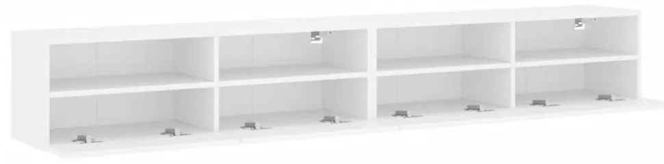 2 db fehér szerelt fa fali TV-szekrény 100 x 30 x 30 cm
